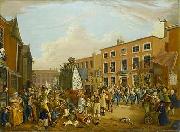 unknow artist Oil on canvas painting depicting the ancient custom of rushbearing on Long Millgate in Manchester in 1821 oil painting reproduction